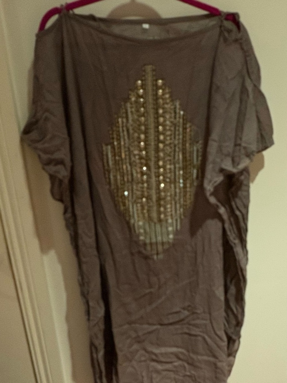Taupe Beaded Kaftan Tunic